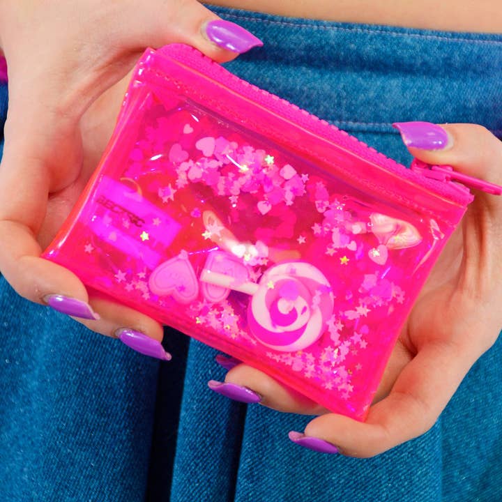 Electric Bubblegum - Wholesale Coin Purse - Unisex - Liquid Glitter Coin Purse - Lollipop Lane
