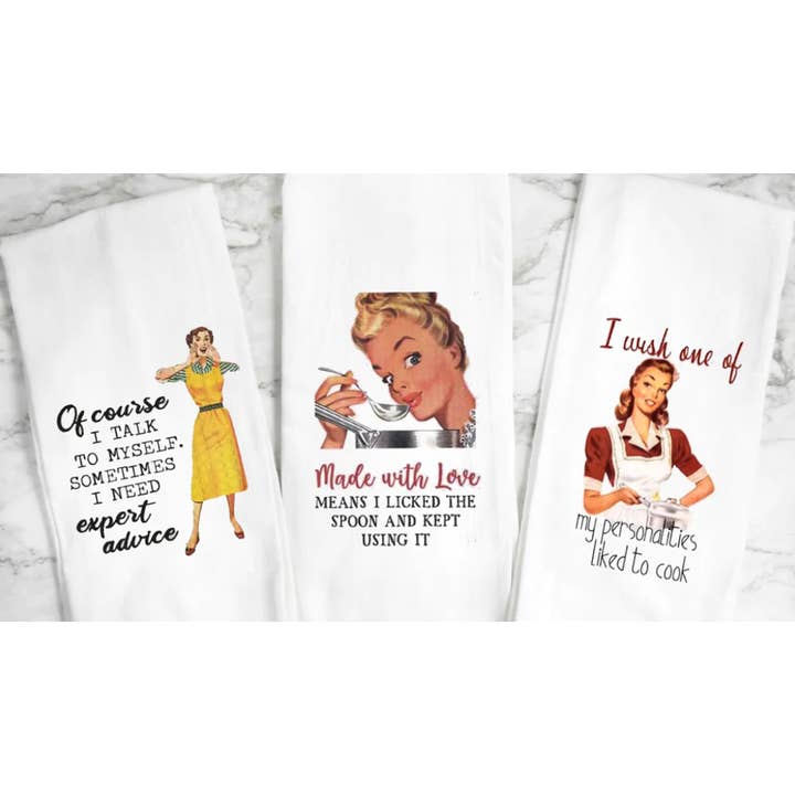 Peach Closet - Wholesale Tea Towel - Hilarious Housewife Tea Towels 2-Pack