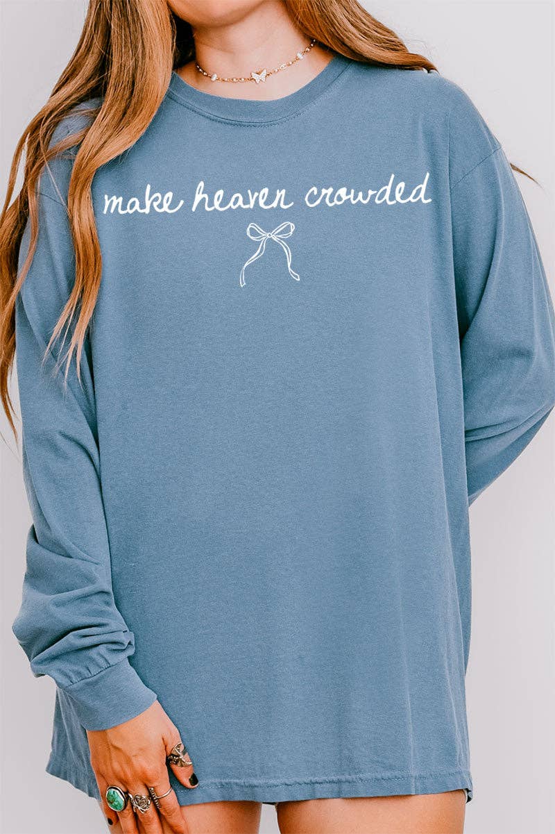 Wholesale Accessory Market - Wholesale Screen Printed T-Shirt - Women's - White Make Heaven Crowded Coquette Comfort Colors Heavyweight Long Sleeve T-Shirt0