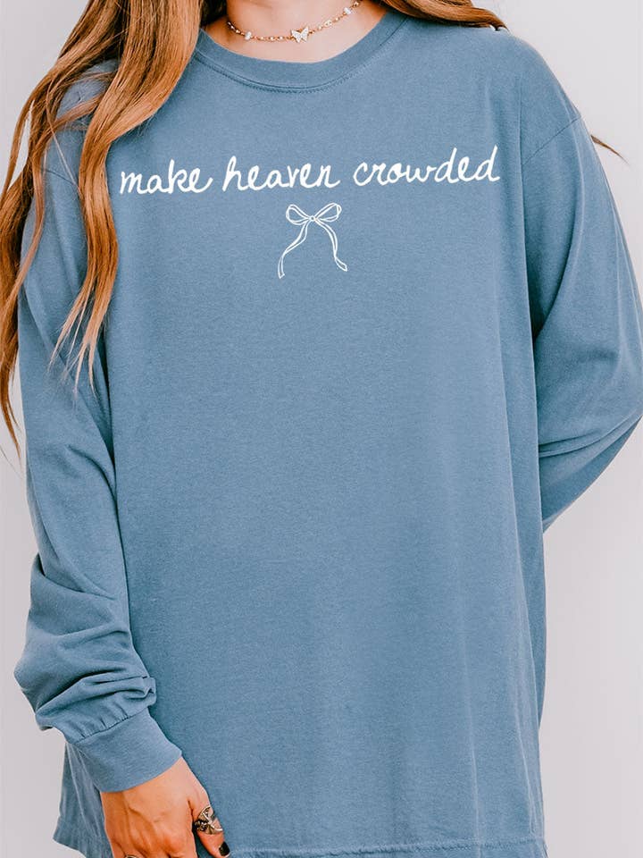 Wholesale Accessory Market - Wholesale Screen Printed T-Shirt - Women's - White Make Heaven Crowded Coquette Comfort Colors Heavyweight Long Sleeve T-Shirt