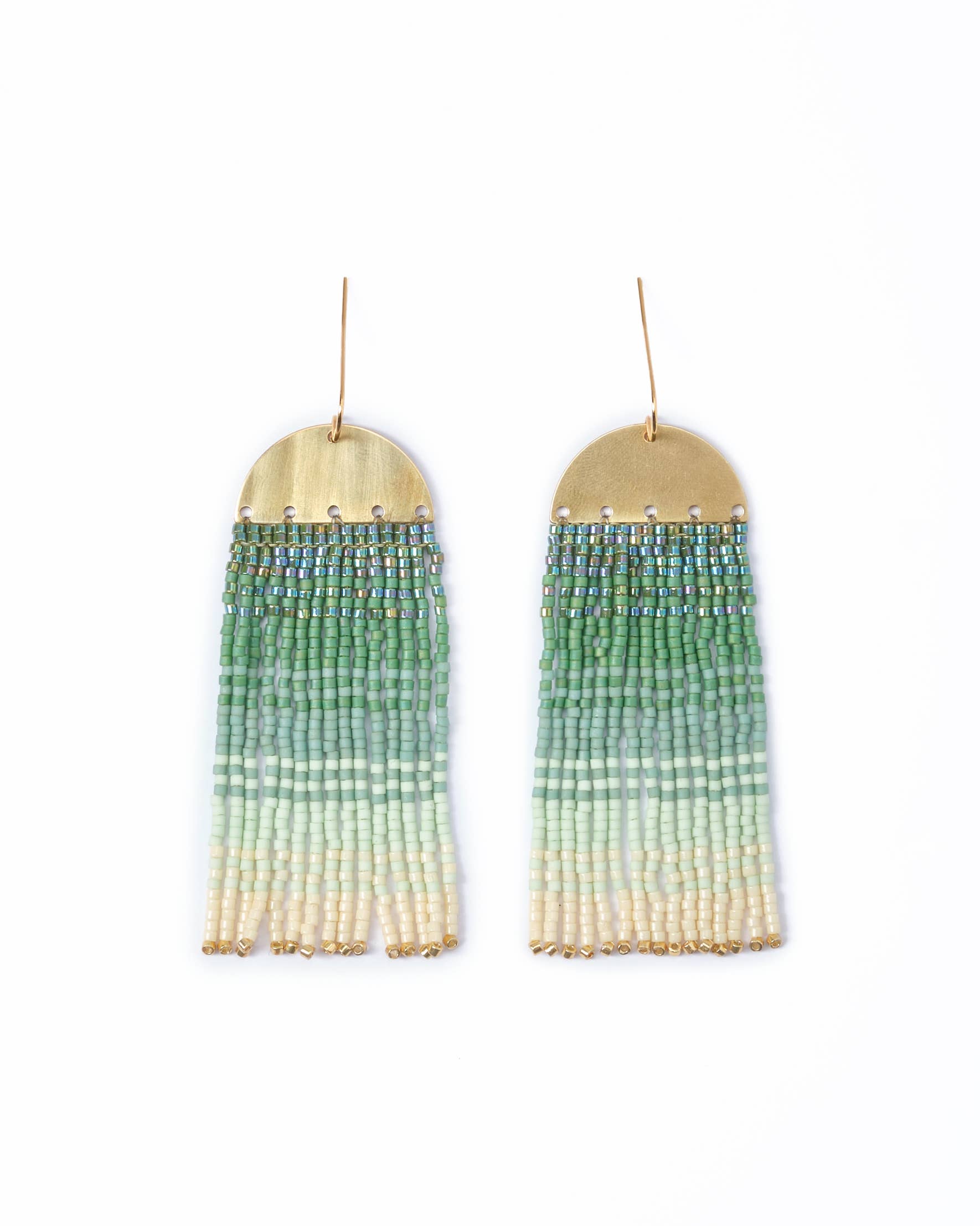 Mayana Designs Co - Wholesale Tassel Earrings - Beaded Handwoven Ombre Fringe Earrings (Green)