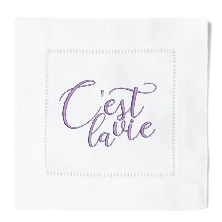 Guardanapos de Cocktail C'est La Vie por atacado de Blythe Embroidery Co.