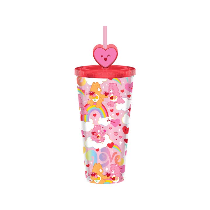 Care Bears Love Rainbow Hearts Pattern 24oz Plastic Cold Cup for wholesale by Silver Buffalo