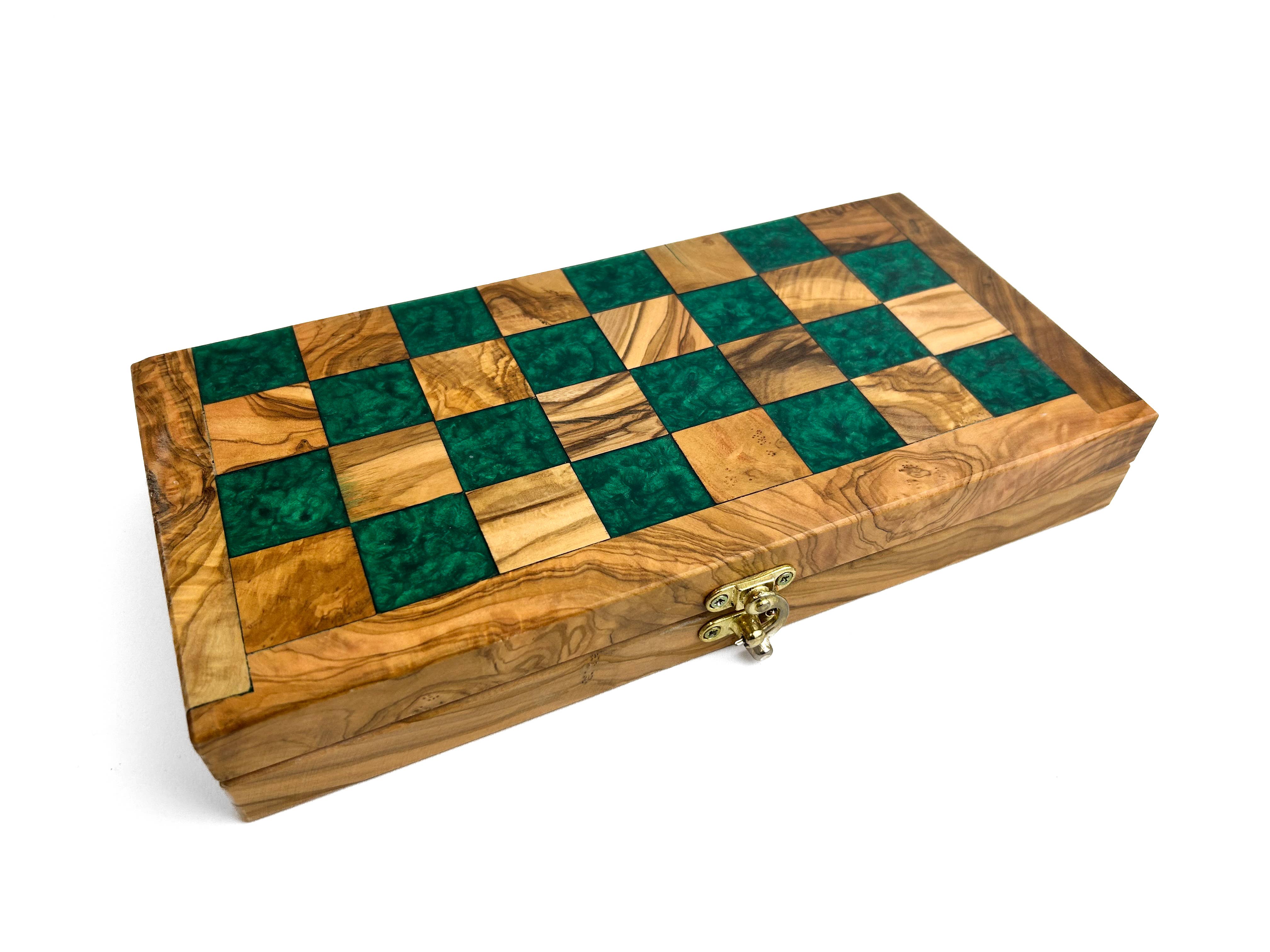 Natural OliveWood - Wholesale Board Game - Olive Wood and Resin Folding Chess Set0