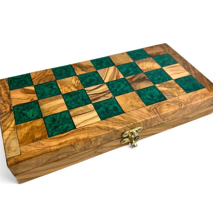 Natural OliveWood - Wholesale Board Game - Olive Wood and Resin Folding Chess Set