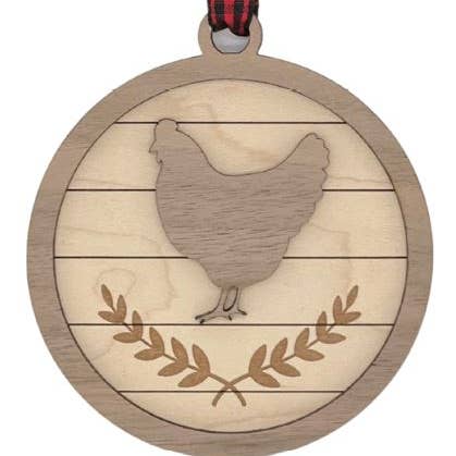 Chicken Shiplap Christmas Holiday Ornament for wholesale by Woodlander Workshop