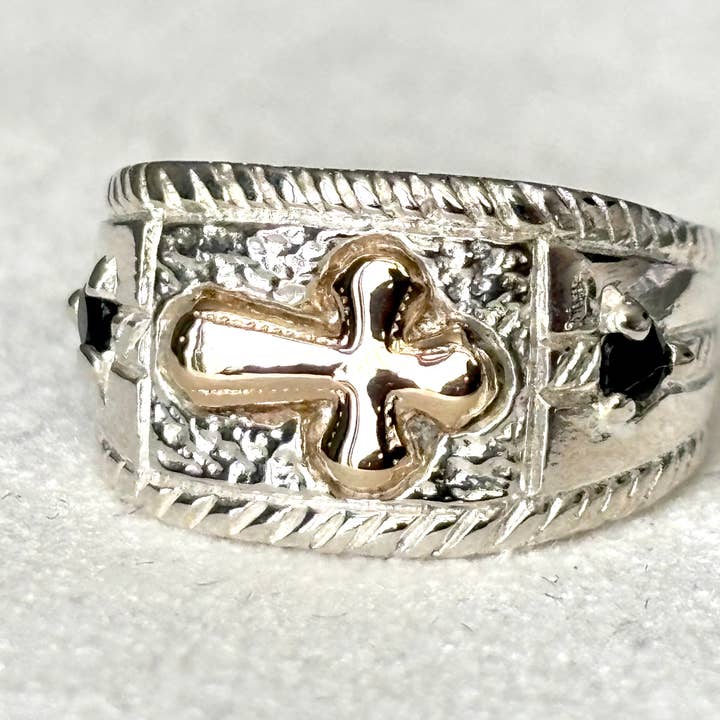 Bague Croix Enfant – Argent Sterling 925 & Or 10K pour la vente par QURI