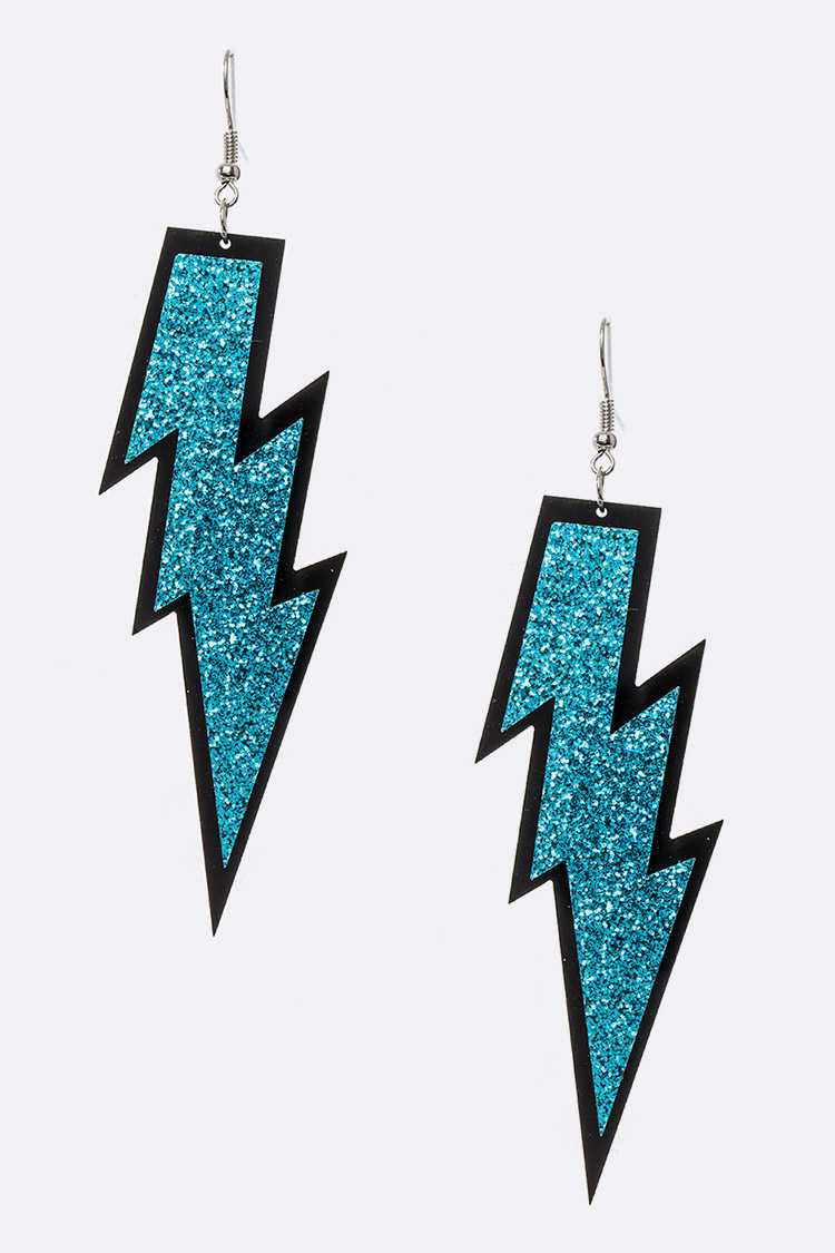 LA Jewelry Plaza - Wholesale Dangle Earrings - Glitter Lightening Bolt Acrylic Earrings2