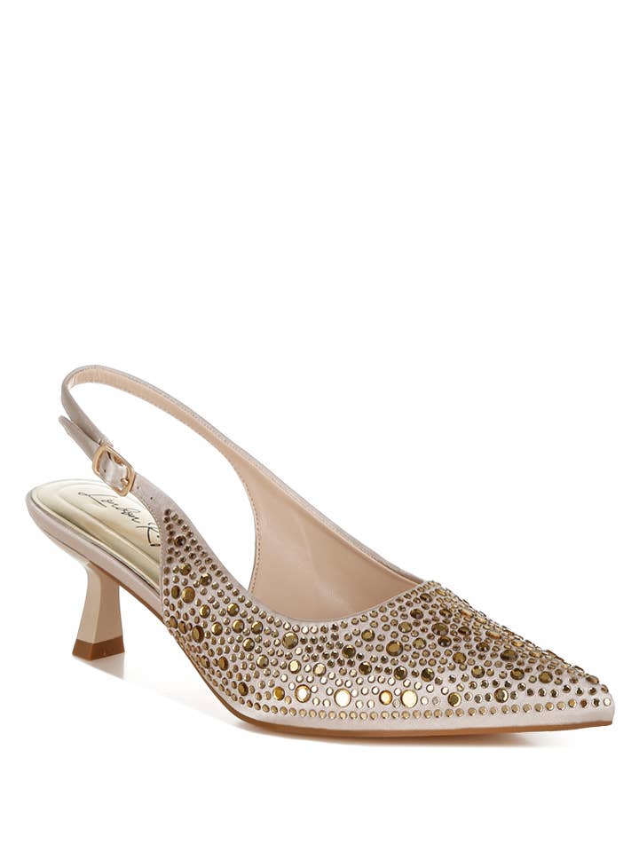Rag Company - Wholesale Low Heels - Women's - Vernaos Pointed Toe Rhinestone Slingbacks