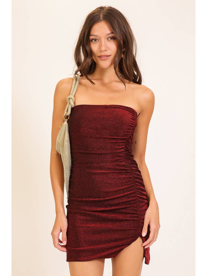 Vanilla Monkey – Engroshandel Kjole - Dame – Shimmer Holday Ruched Bodycon Mini Kjole1