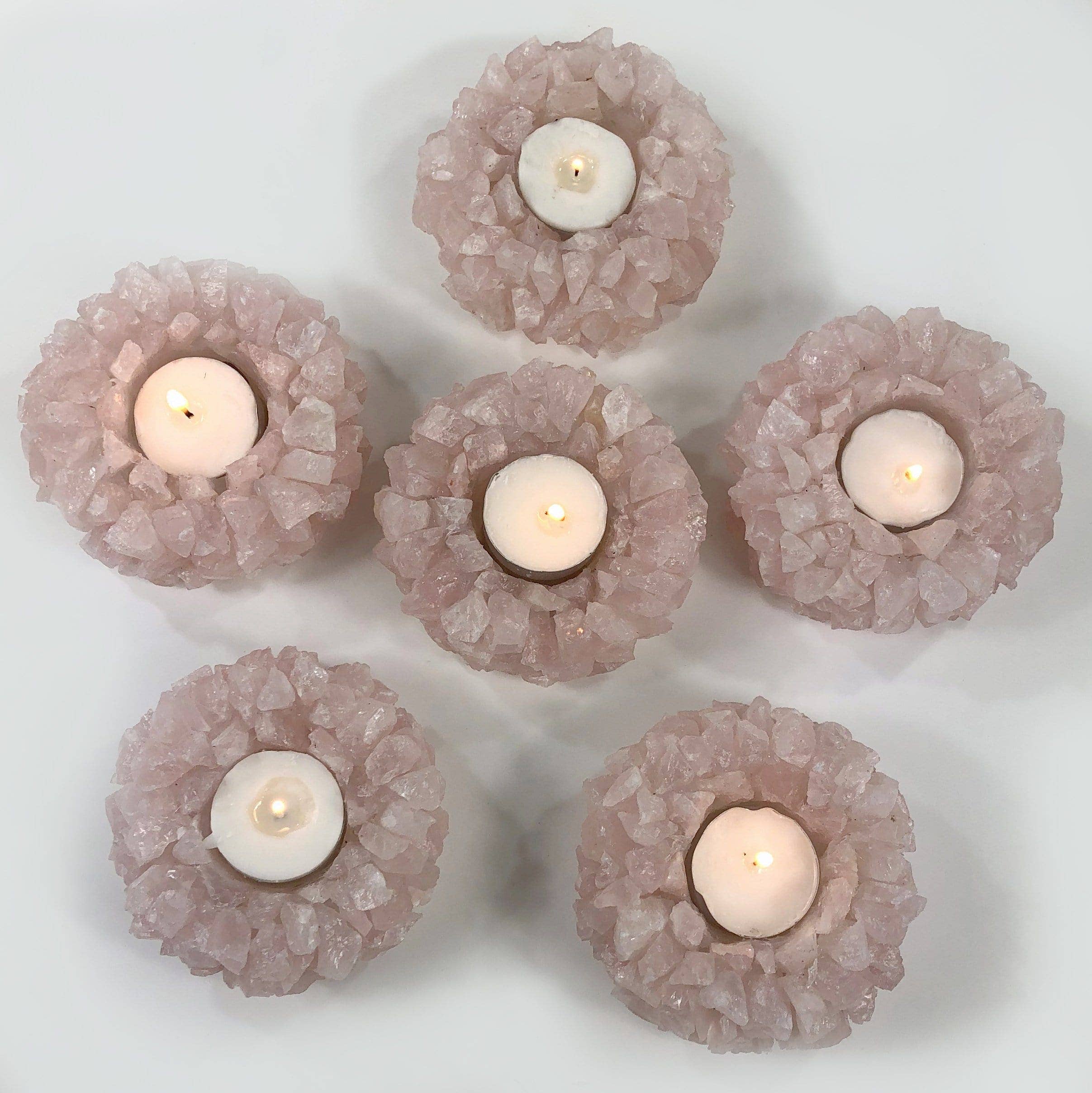 Rock Paradise - Wholesale Spiritual Stone/Crystal - Rose Quartz Candle Holder (HW4-03-RQ)3