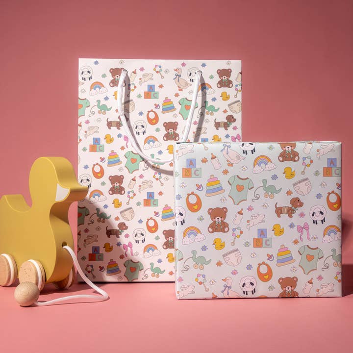 Illustrating Amy - Wholesale Wrapping Paper Roll - Baby Celebration Gift Wrap Rolls 5