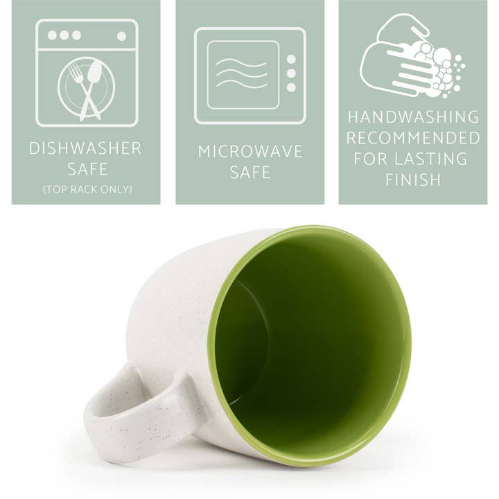 EAST AVENUE - Wholesale Coffee Mug - Speckled Mugs 4-Pack White and Sage-Green PRICE IS PER MUG3