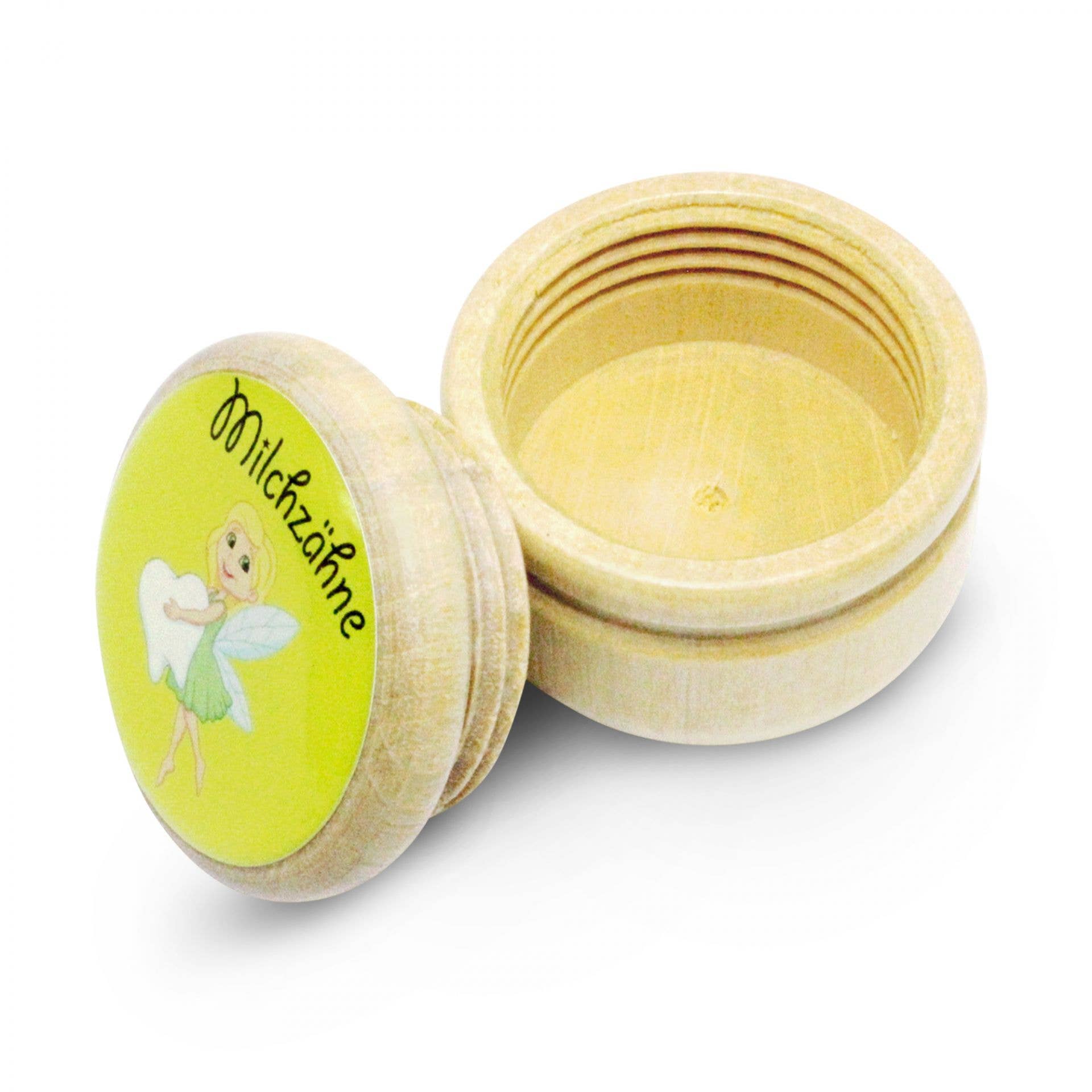 GICO Spielwaren – Engroshandel Trælegetøj - Børn – Mælketændåse Tandfe Af Træ Med Skruelåg 44 mm2