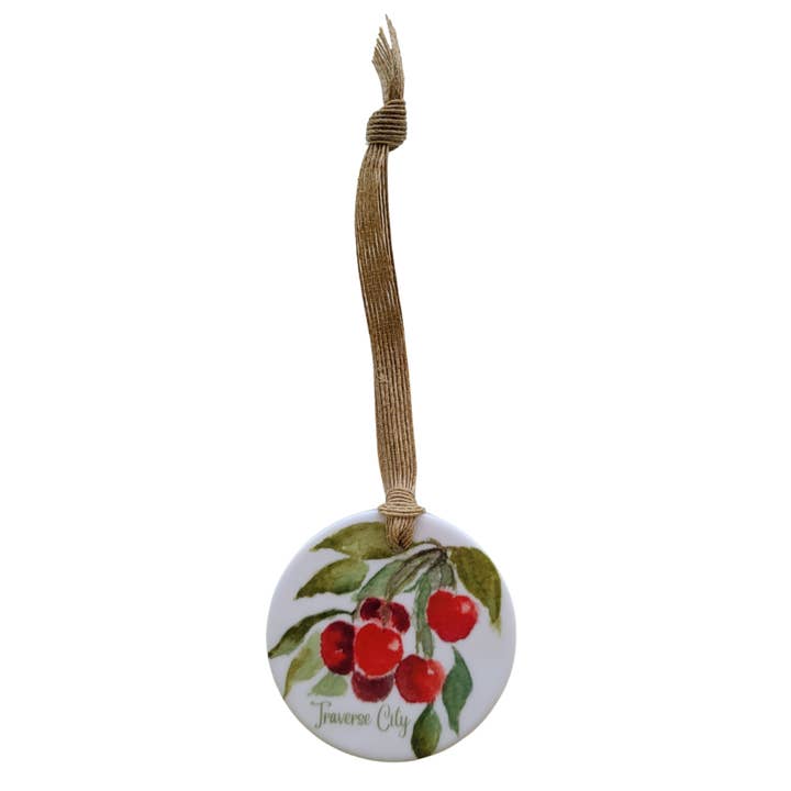 "Sweet Cherry" Ceramic Ornament Keepsake for wholesale by Glass Muriel