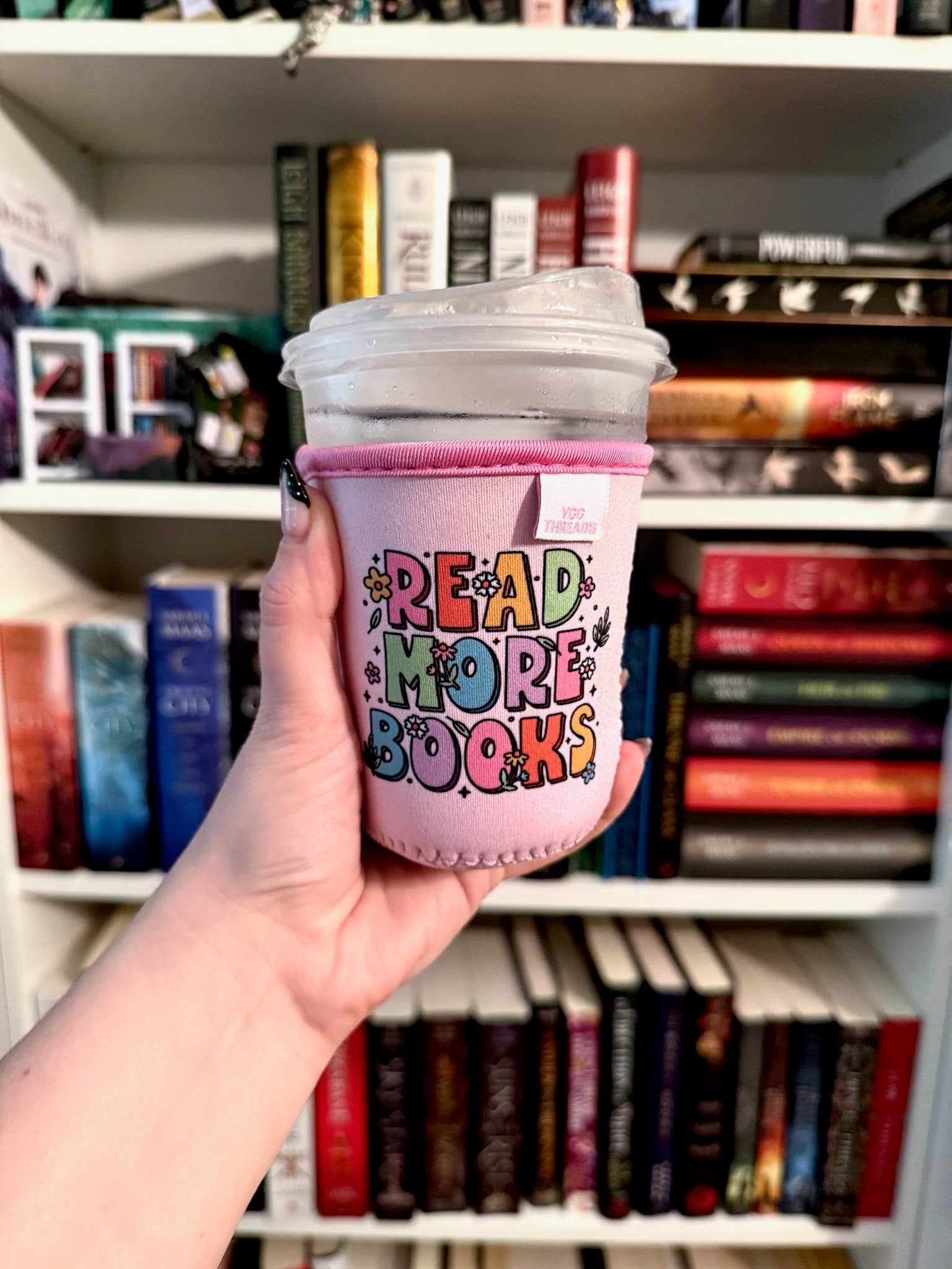 YGG Threads - Wholesale Drink Huggers & Koozies - Read More Books Iced Coffee Drink Sleeve - Small