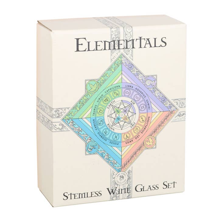 Something Different Wholesale - Wholesale Wine Glass - Set of 4 Elemental Stemless Wine Glasses by Anne Stokes