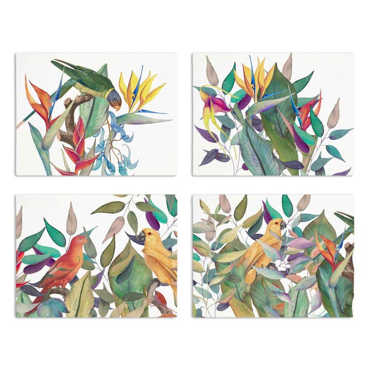 Set of 4 Placemats "Tropics" Cotton Satin 100% Made in Italy for wholesale by The Napking