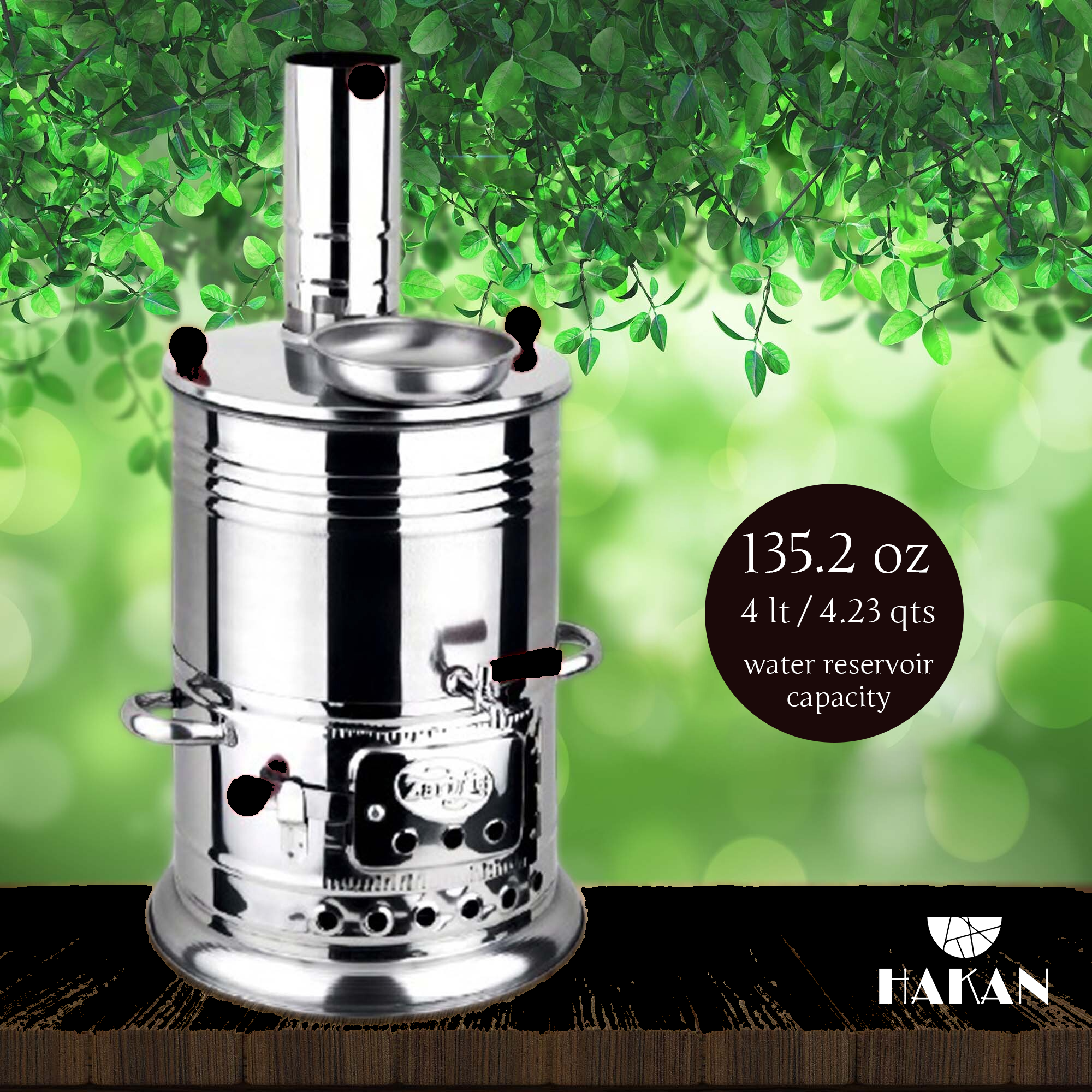 Hakan – wholesale Tea pot – Tinplate Samovar Tea Kettle for Outdoor, 135.2 oz (4 lt)6