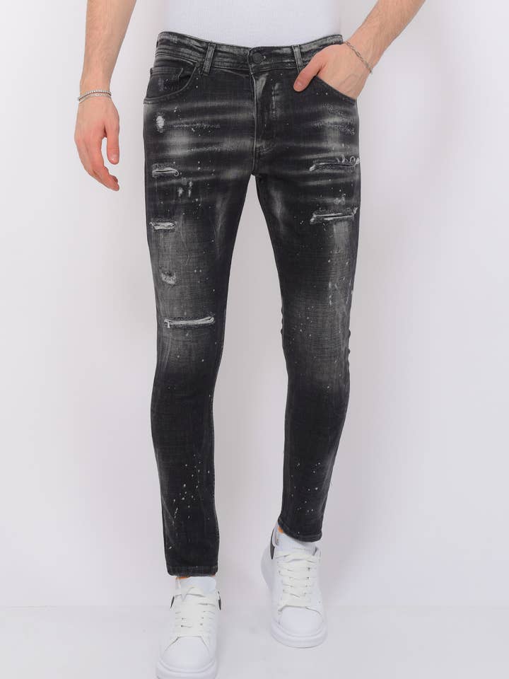 Paint Splatter Jeans Stonewash Men’S - Slim Fit -1084 for wholesale by Local Fanatic