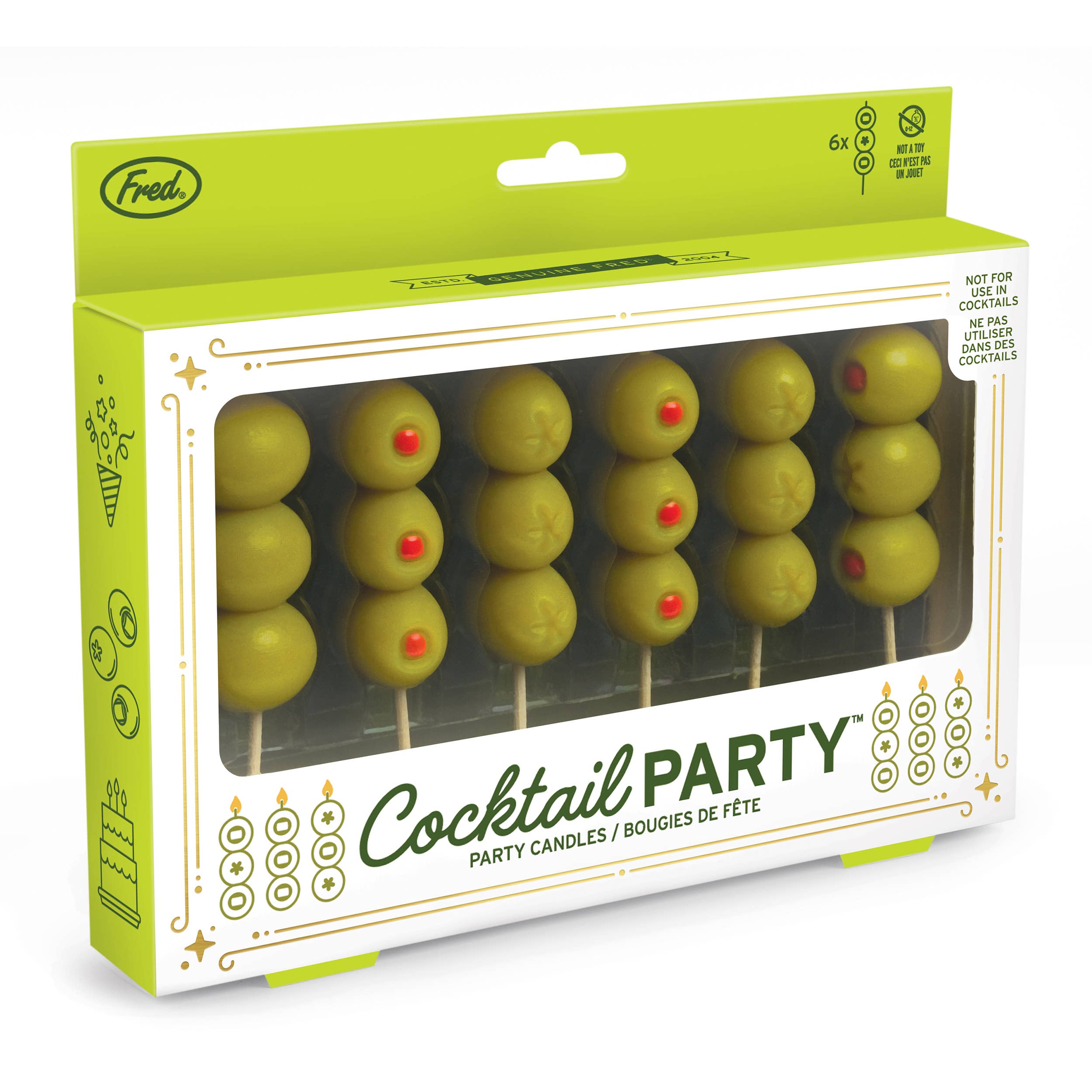 Fred & Friends - Wholesale Novelty Candle - COCKTAIL PARTY Olive Candles - Set of 65