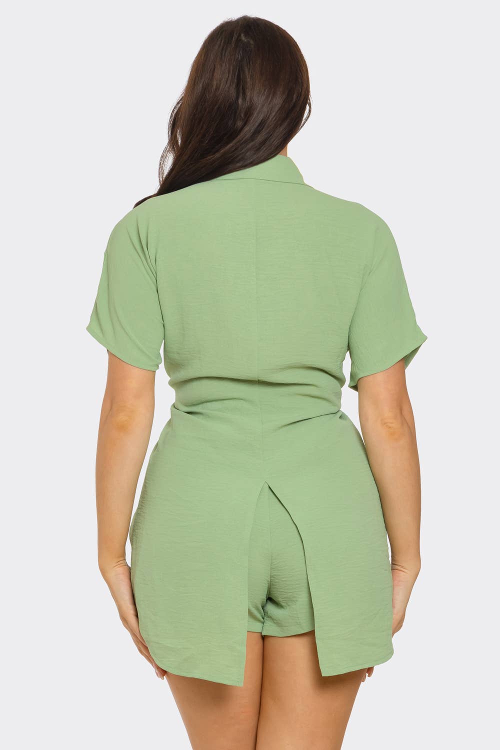 Julia by LoveJ - Vente Ensemble haut et short (PAS d'intérieur) - Femme - Ensemble haut fendu surdimensionné à nouer devant et short7