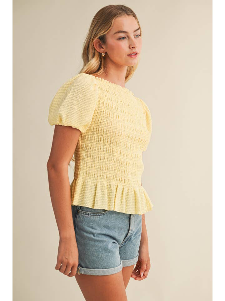 Mustard Seed – Engroshandel Bluse - Dame – TOP MED STRIBER OG SMOCKEDE PUFFÆRMER2