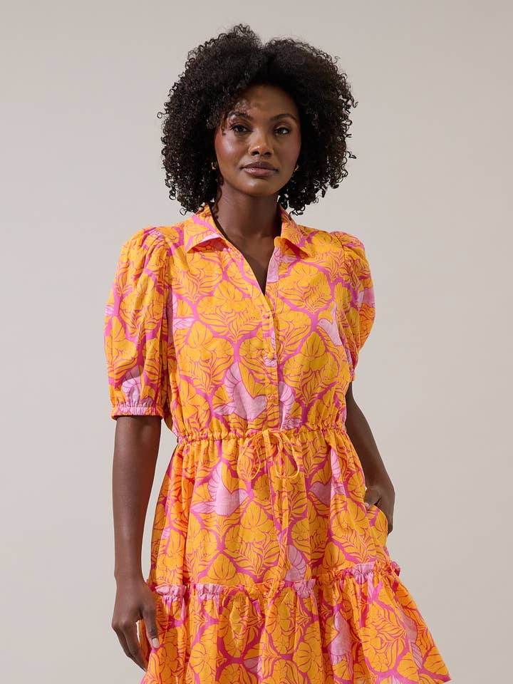 Jaidy Bloemen Stacie Knoopsluiting Mini Jurk voor wholesale door Sugarlips