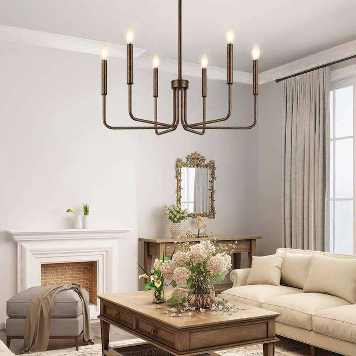 Rustic Black 6 Light Farmhouse Chandelier For Dining Room for wholesale on Faire6