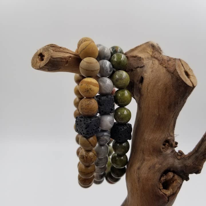 Natural Stone Block Volcanic Stone Chakra Energy Bracelet for wholesale by CHAKRA JEWELRY