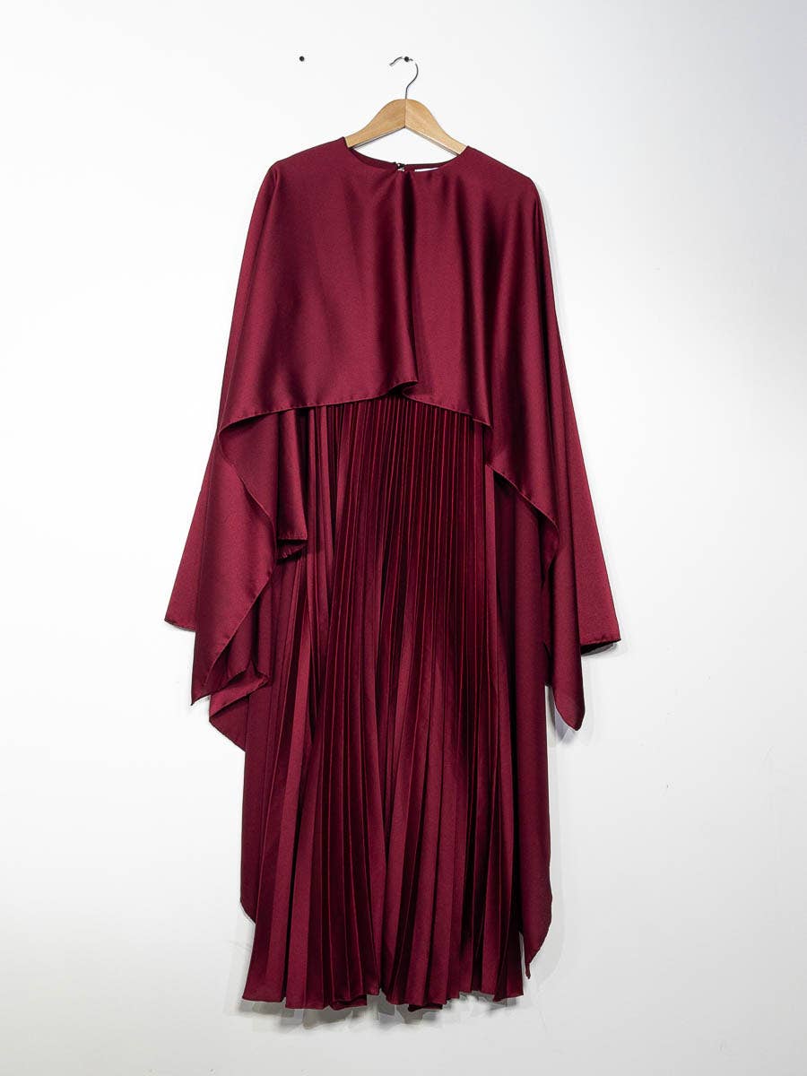 IDEAL OUTFIT - Vente Robe – femme - Abaya fluide plissée avec cape intégrée en satin ref:Y10217