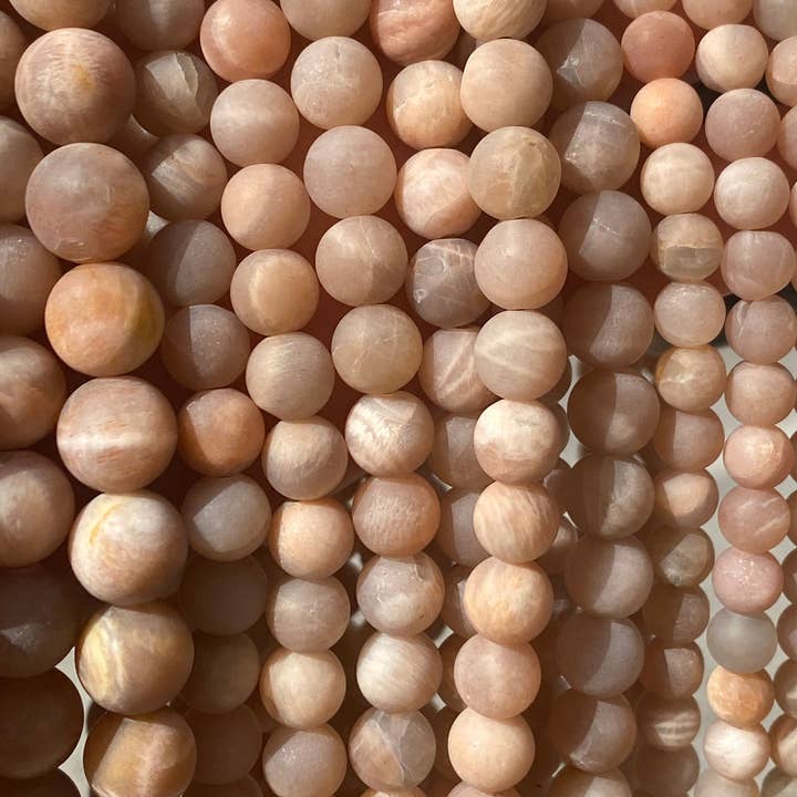 Natural Matte Sunstone Beads For Jewelry Making, Iridescent for wholesale by The Bead Bazaar