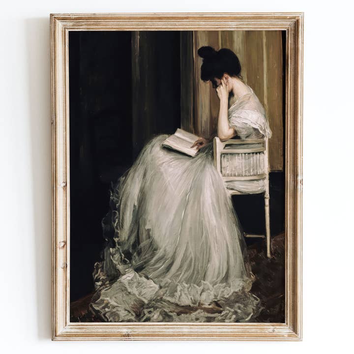 Sugar & Canvas - Wholesale Art Print - European Vintage Rustic Girl Reading Portrait Print VP63