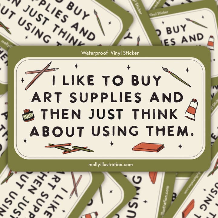 Molly Illustration - Wholesale Sticker - I Like to Buy Art Supplies Waterproof Vinyl Sticker