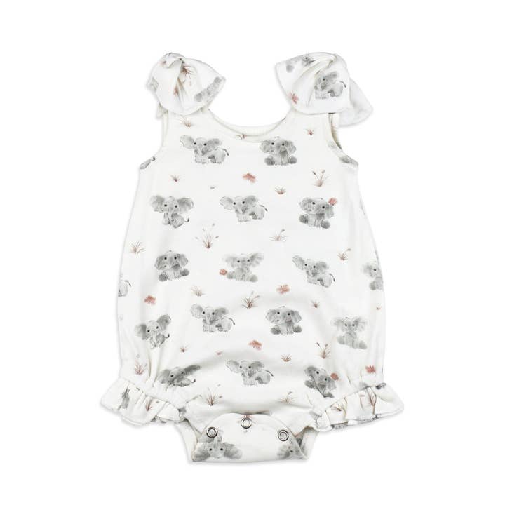 Baby Elephant | Organic Bowtie Shoulder Bodysuit for wholesale by L'ovedbaby
