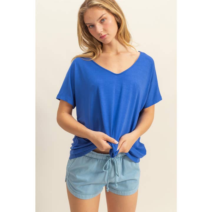 HYFVE - Wholesale Shirt - Women's - DZ25E290-V Neck Dolman Short Sleeve Top
