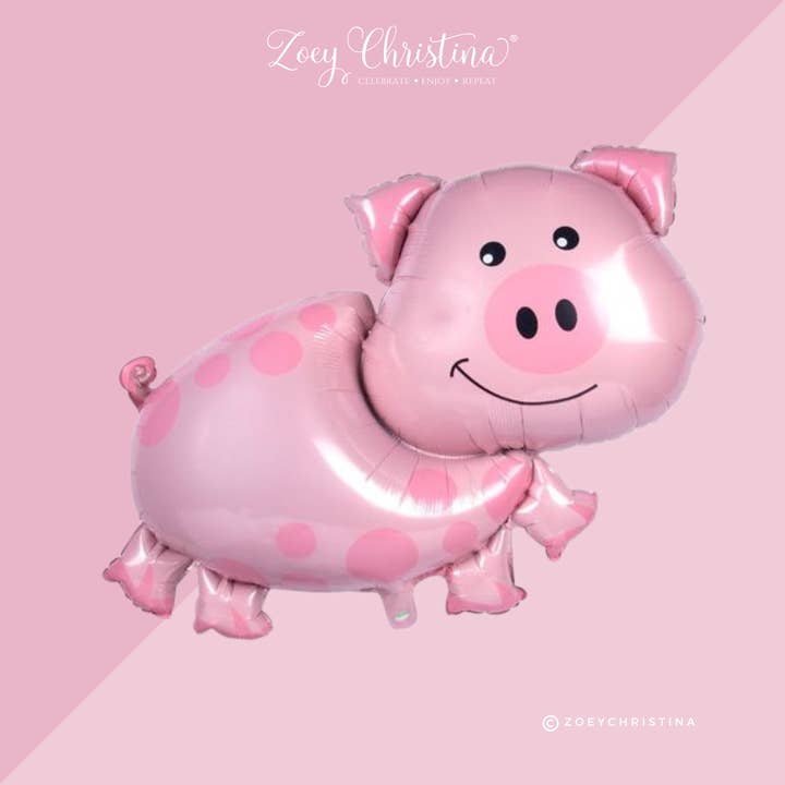 Pink Pig Foil Balloon – Farm Animal Birthday & Barnyard for wholesale by Zoey Christina