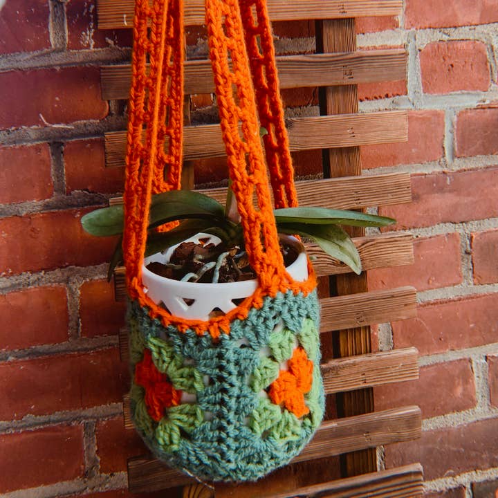 Granny Square Plant Hanger for wholesale by Chroknitcles