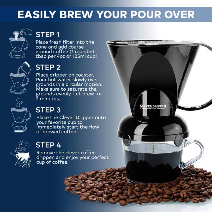 Sable Brew – wholesale Pour-over & dripper – Clever Coffee Dripper and Filters, Large 18 oz (Black)