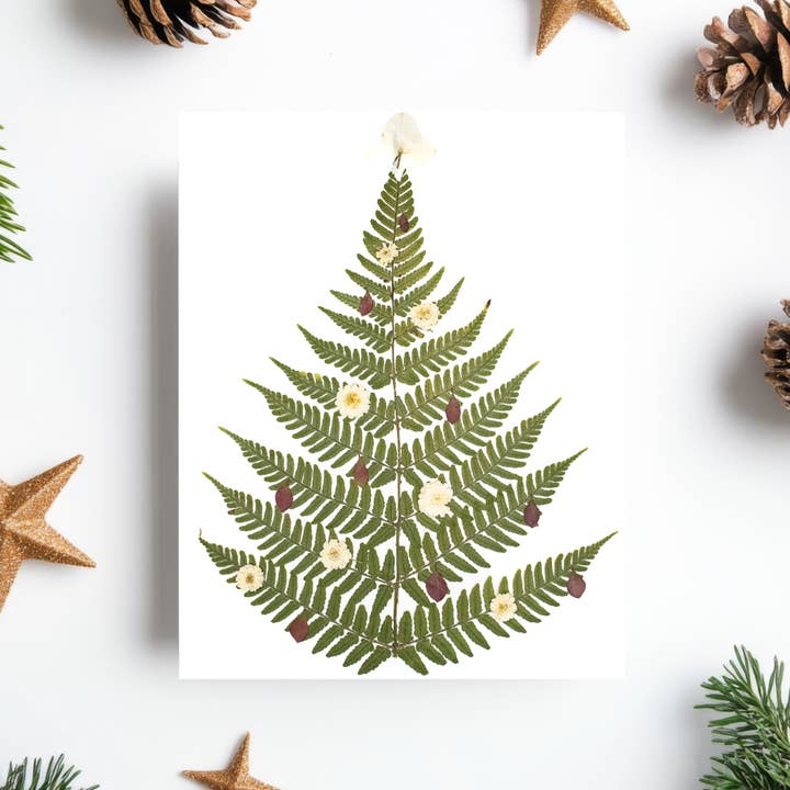 Frosted Fern Holiday Tree Grußkarten 4er-Pack für den Großhandel von Mon Petit Chou Art and Design