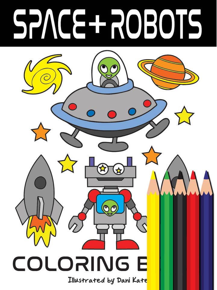 Space and Robots Mini Coloring Book for wholesale by KanDi Designz by Dani Kates