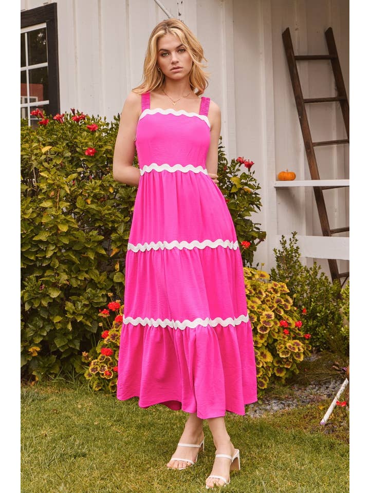 Oddi - Wholesale Dress - Women's - Plus Solid Tiered Midi Dress