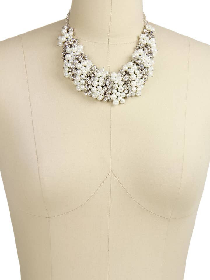 Pearl and Crystal Statement Necklace for wholesale by Veroma Gifts