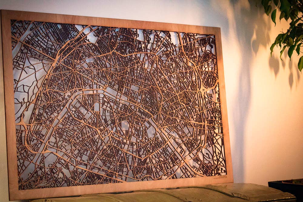 One Man One Garage - Wholesale Wall Accent - City Maps, Large 24x36" Perfect Housewarming Gift! Wooden Street Cutouts21