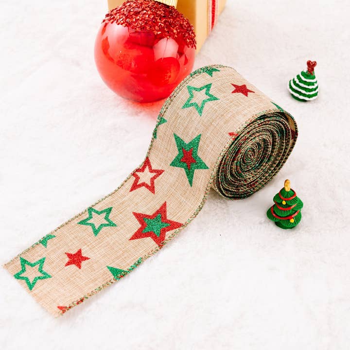 NINEXIS - Wholesale Ribbon - Gift Wrapping - CWMM10228_CARTOON CHRISTMAS BURLAP RIBBON CREATIVE TREE DECO2