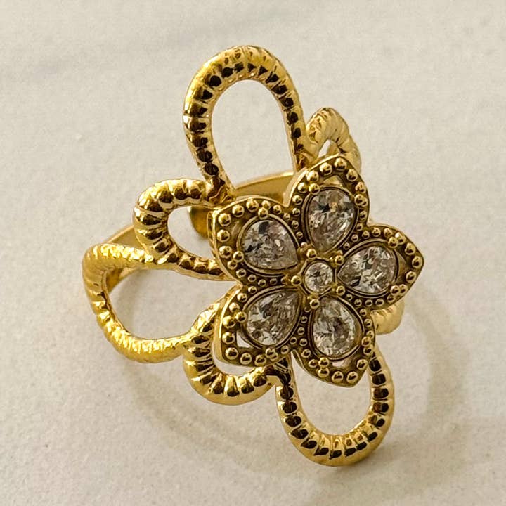 Cassette Barcelona - Wholesale Multi-Stone Ring - Valery Floral Ring w Zirconium Stones0