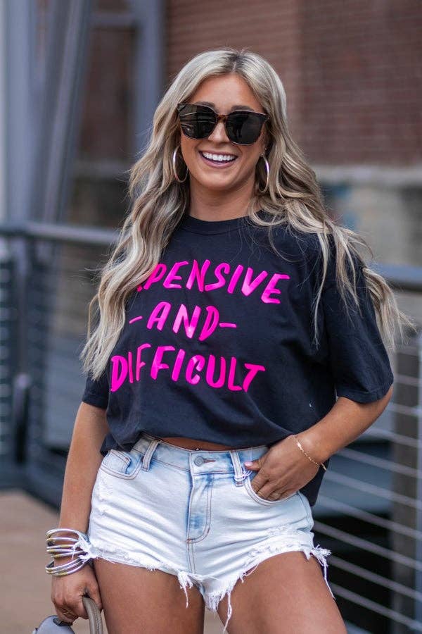 birdie - Wholesale Screen Printed T-Shirt - Women's - Expensive & Difficult Black Graphic Tee3