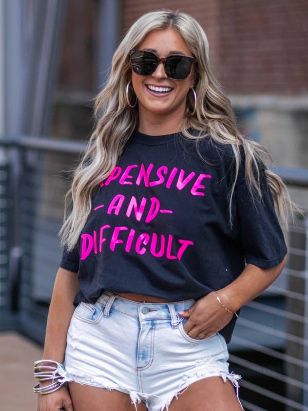 birdie - Wholesale Screen Printed T-Shirt - Women's - Expensive & Difficult Black Graphic Tee3