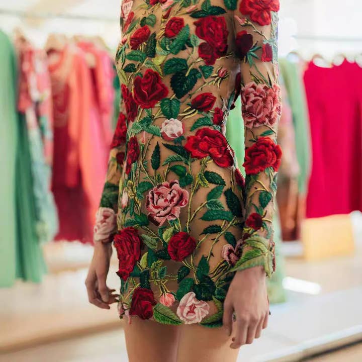 Floral Embroidered Bodycon Dress Chic Sexy for wholesale by Marayn