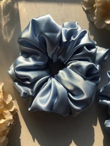 Sky Blue Oversized Satin Scrunchie for wholesale by Nazia's Scrunchies